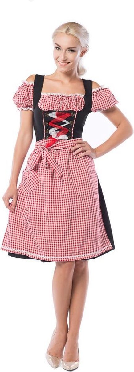 Oktoberfest jurkje Dames |  luxe Tiroler Jurkje dames |  Anne Ruth|  Rood/Zwart |  5XL